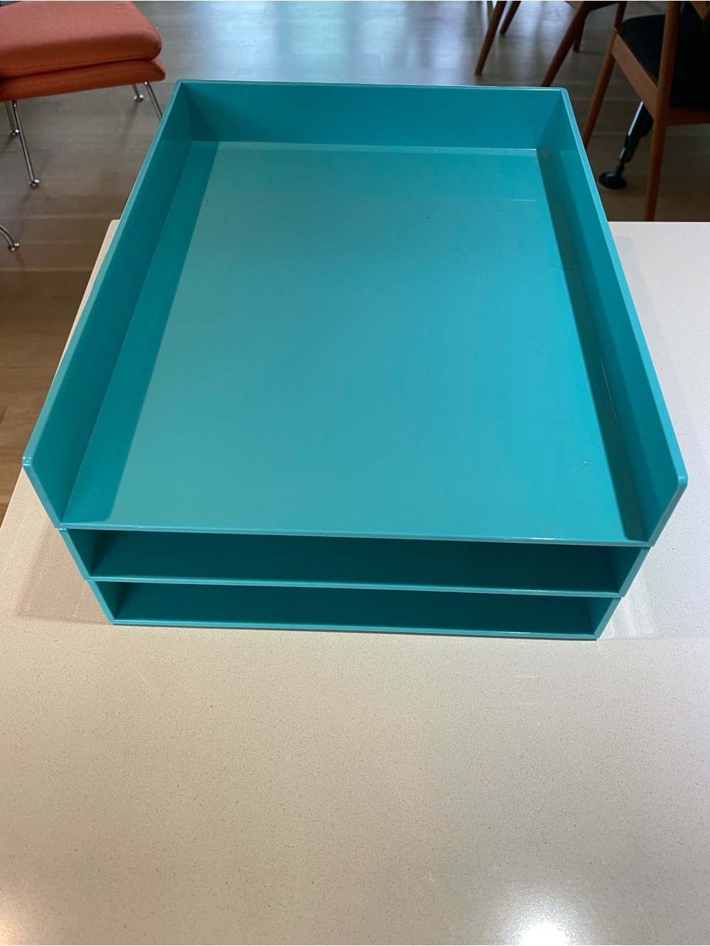Turquoise Stackable Desk Tray - 3-Tier Letter Organizer